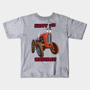 Happy 7th Birthday tractor design Kids T-Shirt